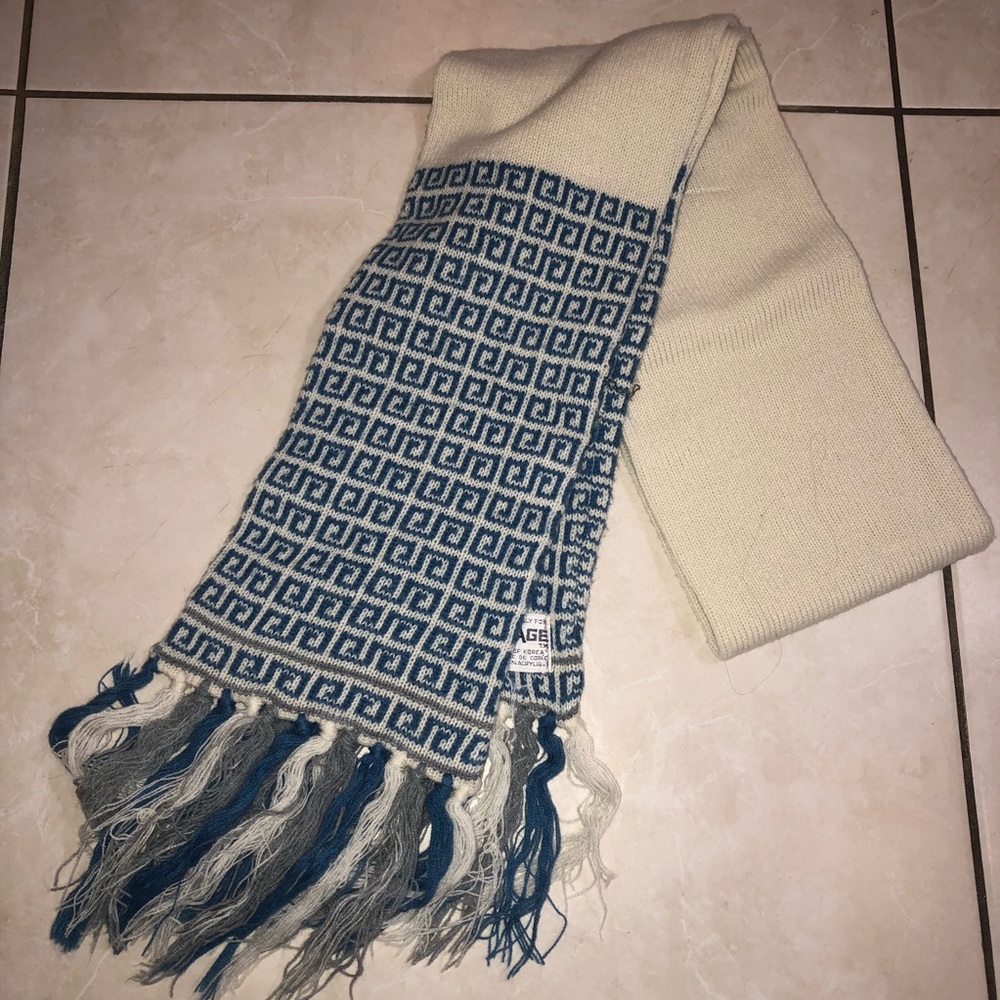 Cream and Blue Scarf